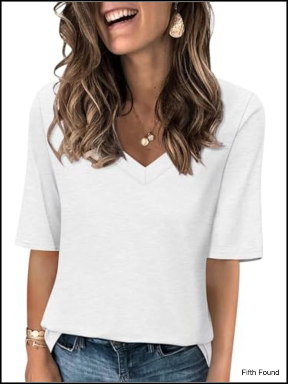 Women's V Neck Tee Basic Half Sleeve T Shirt Soft Stretchy Summer Top Cotton
